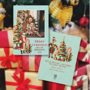 Nostalgic Retro Santa Claus Merry Christmas Photo Holiday Card