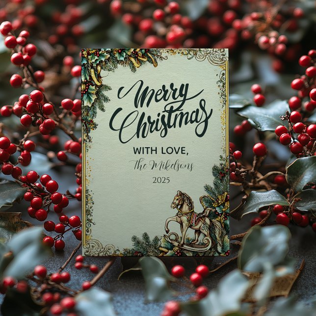Nostalgic Rocking Horse Winter Holiday Card (Creator Uploaded)