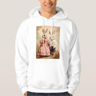 Nostalgic Romance Revival - Antique Rabbit Duo in  Hoodie