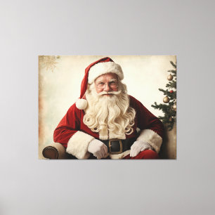 Nostalgic Santa Claus by the Christmas Tree  Canvas Print