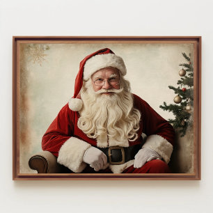 Nostalgic Santa Claus by the Christmas Tree  Poster