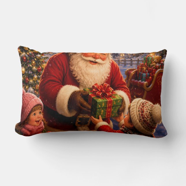 Nostalgic Santa Claus Christmas Eve Throw Pillow (Front)