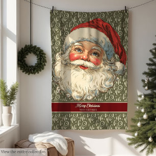 Nostalgic Santa Claus Throw with Classic Look Fleece Blanket