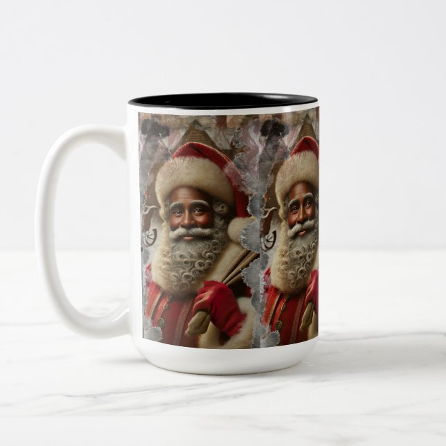 Nostalgic Santa Joyful Traditions Two-Tone Coffee Mug (Left)
