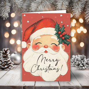Nostalgic Santa Vintage Merry Christmas  Holiday Card