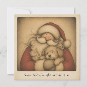 Nostalgic Santa with Puppy Retro Photo Card