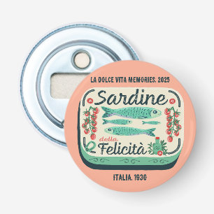 Nostalgic Sardine Illustration Peach Kitchen Bottle Opener