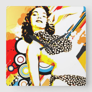 Nostalgic Seduction - Polka Dottie Square Wall Clock