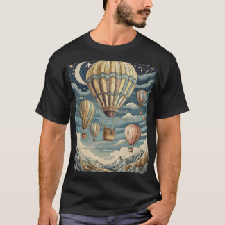 Nostalgic Soar: Vintage Hot Air Balloons in Art T-Shirt