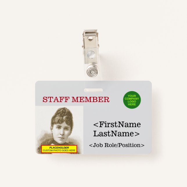 Nostalgic Staff Member Identification Badge ID Badge (Back with Clip)