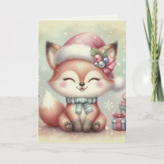 Nostalgic Vintage Christmas Fox Rustic Card