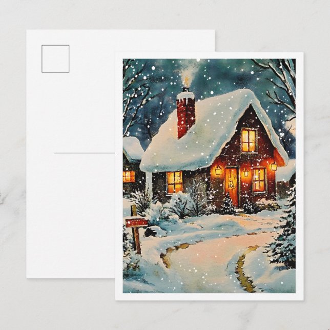 Nostalgic Vintage Christmas Home Postcard (Front/Back)