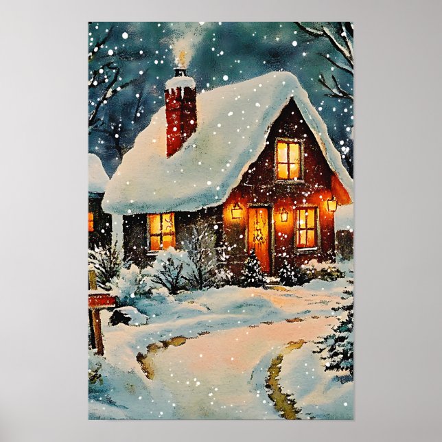 Nostalgic Vintage Christmas Home Poster (Front)
