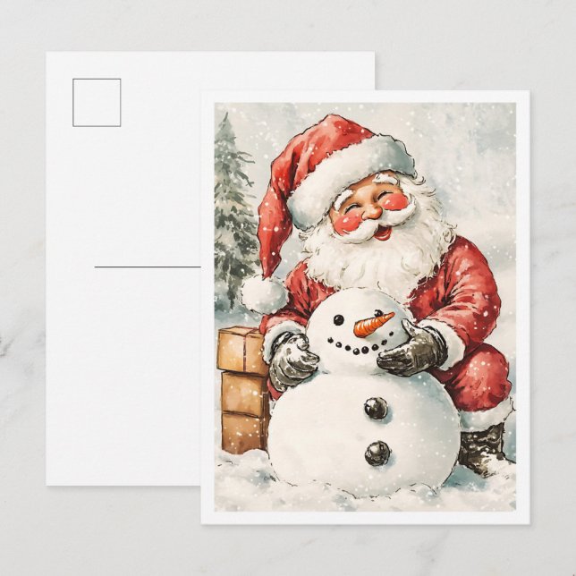 Nostalgic Vintage Christmas Santa Postcard (Front/Back)