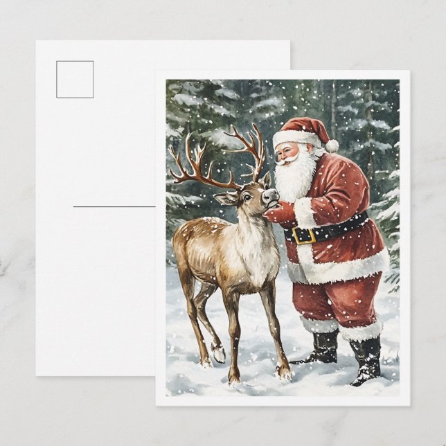 Nostalgic Vintage Christmas Santa Postcard (Front/Back)