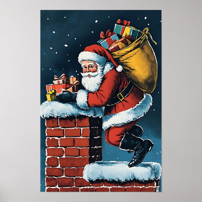 Nostalgic Vintage Christmas Santa Poster (Front)