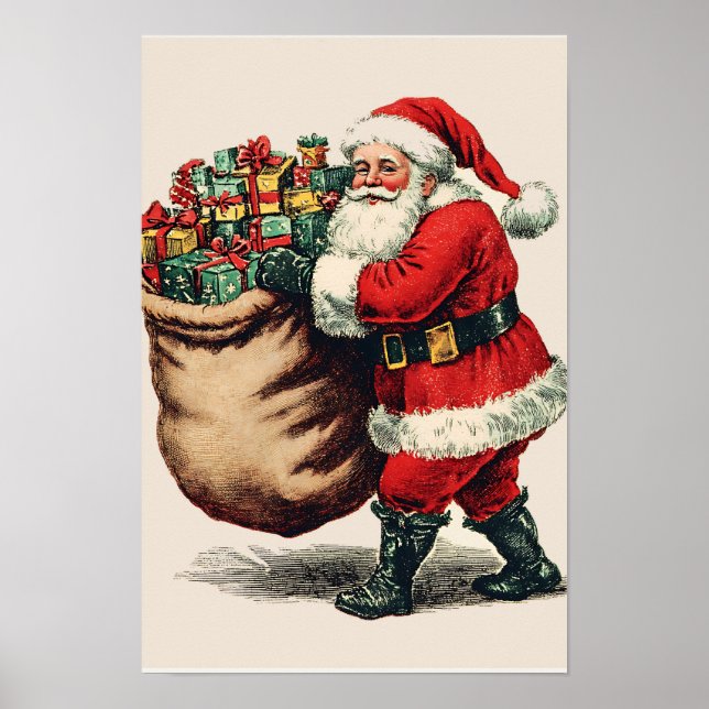 Nostalgic Vintage Christmas Santa Poster (Front)