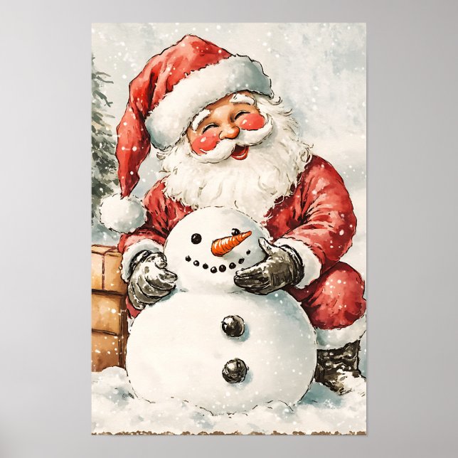 Nostalgic Vintage Christmas Santa Poster (Front)