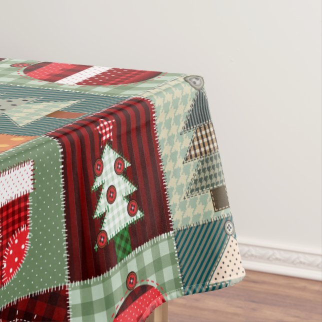 Nostalgic Vintage Holiday Patchwork Quilt Tablecloth (In Situ)