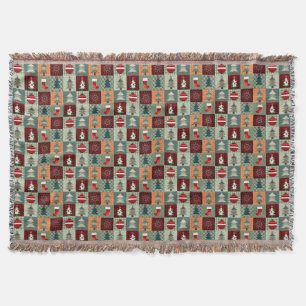 Nostalgic Vintage Holiday Patchwork Quilt Throw Blanket