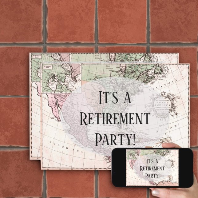 Nostalgic Vintage Map of America Retirement Party Invitation (Creator Uploaded)