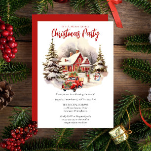 Nostalgic Vintage Red Truck Christmas Party Invitation