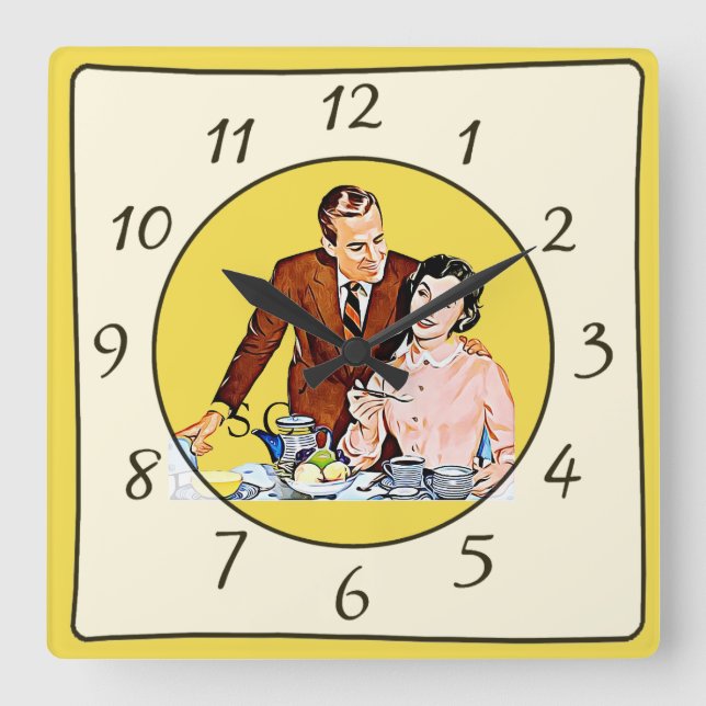 Nostalgic Vintage Retro Couple Kitchen Clock (Front)