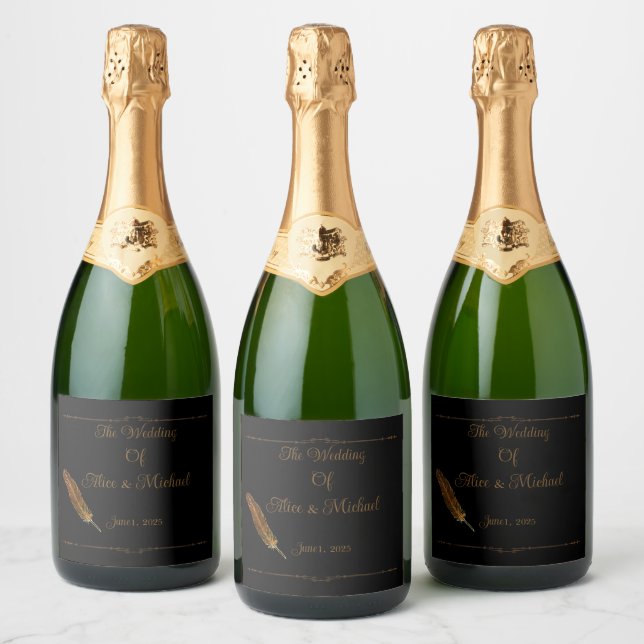 Nostalgic Vintage Romantic Wedding Fantasy  Sparkling Wine Label (Bottles)