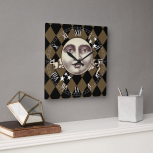 Nostalgic Vintage Steampunk Fantasy  Square Wall Clock