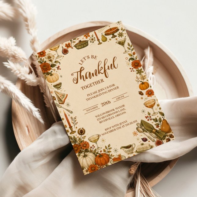 Nostalgic Vintage Thanksgiving Supper Club Invitation (Creator Uploaded)