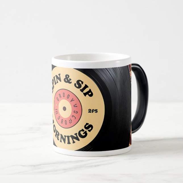 Nostalgic Vinyl Record Design Magic Mug (Front Right)