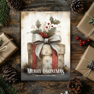 Nostalgic Watercolor Red White Vintage Gift Card  