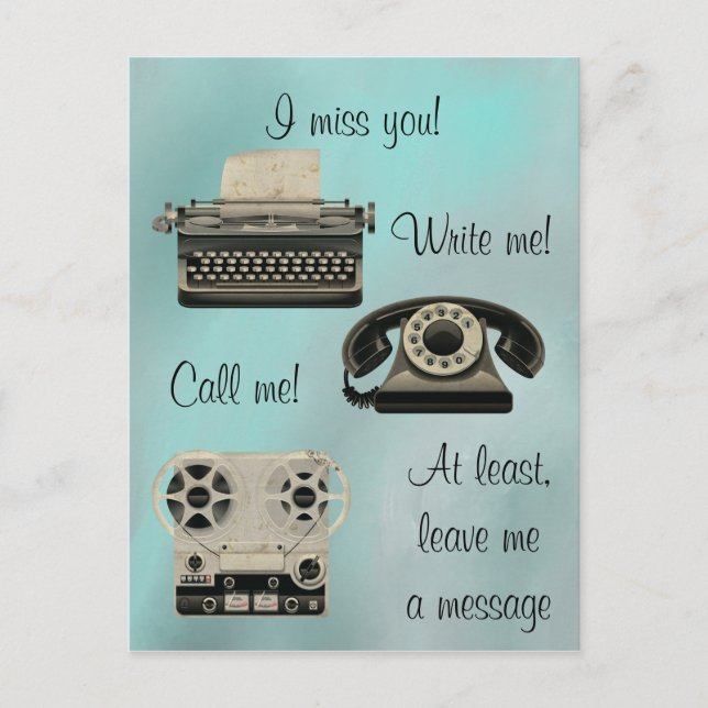Nostalgic Write me Call Me Postcard (Front)