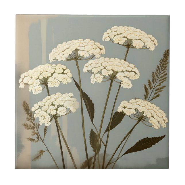 Nostalgic Yarrow Botanical Tile (Front)