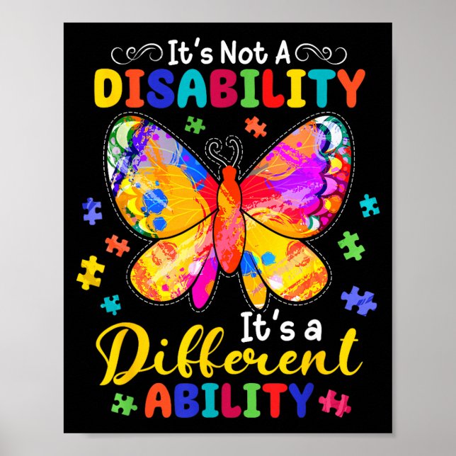 Not a disability a different ability butterfly poster (Front)