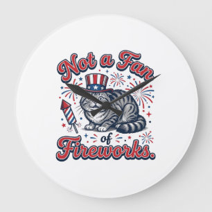 Not a Fan of Fireworks Scared Cat Shirt (2)_1 Large Clock
