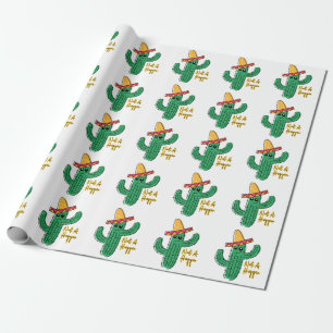 Not A Hugger Cactus Mexican Sombrero  Wrapping Paper