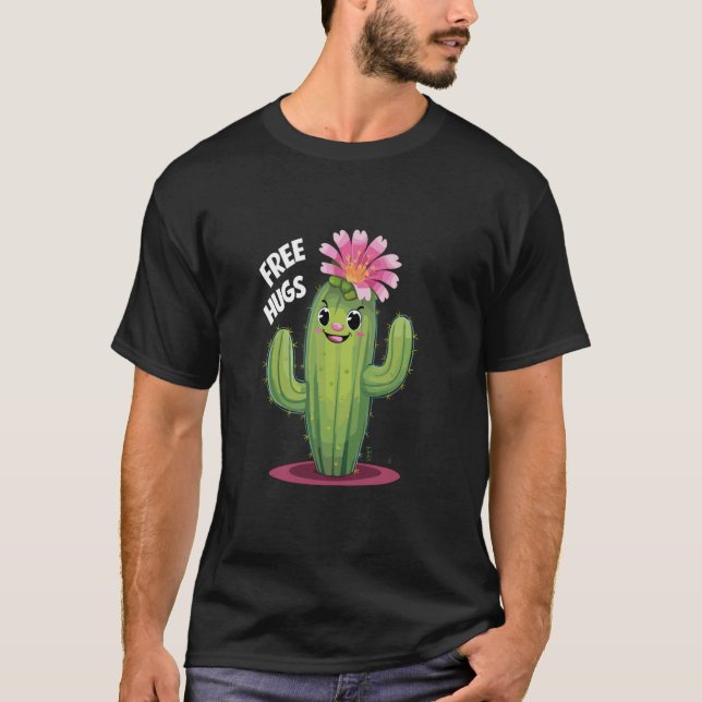 Not a Hugger Funny Cactus Sarcastic T-Shirt (Front)