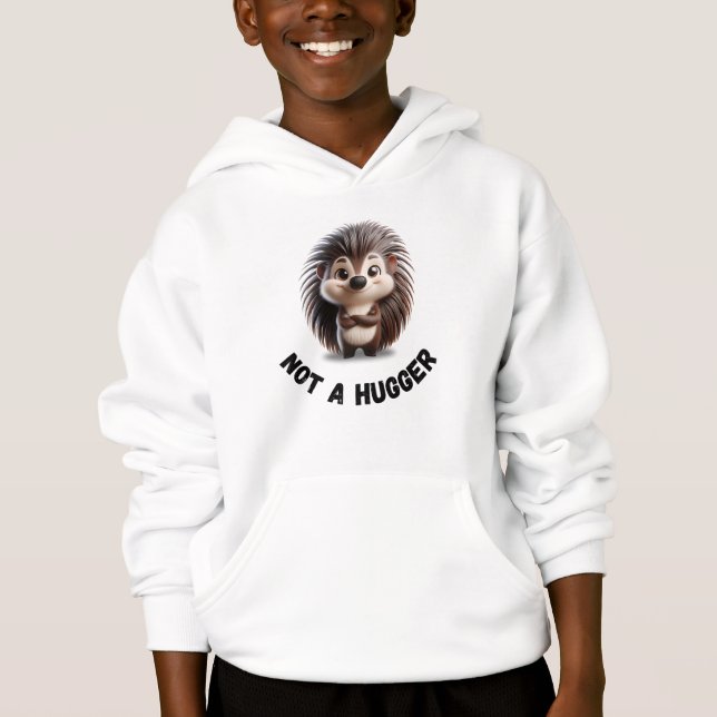 Not a Hugger T-shurt Adorable Smiling Hedgehog (Front)
