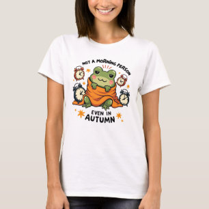 Not a Morning Person - Cosy Fall Frog with Clocks T-Shirt