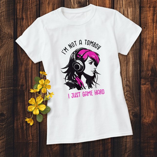 NOT A TOMBOY Pink and Black Gamer Girl  T-Shirt (Creator Uploaded)