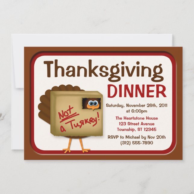 Not a Turkey Thanksgiving Dinner Invitations (Front)