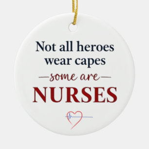 Not All Heroes Nurse Personalised Name Gift Ceramic Tree Decoration