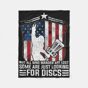 Not All Who Wander Are Lost Bigfoot American Flag Fleece Blanket