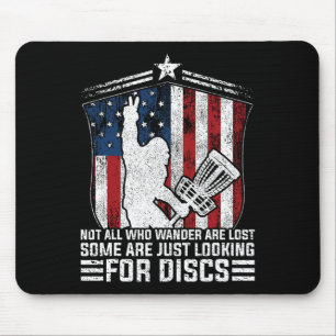 Not All Who Wander Are Lost Bigfoot American Flag  Mouse Pad