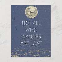 Not all who wander are lost moon and earth in blue