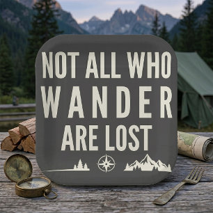 Not All Who Wander Are Lost Mountain Art Paper Plate