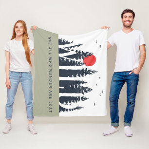 Not All Who Wander Nature Modern Colorblock Fleece Blanket