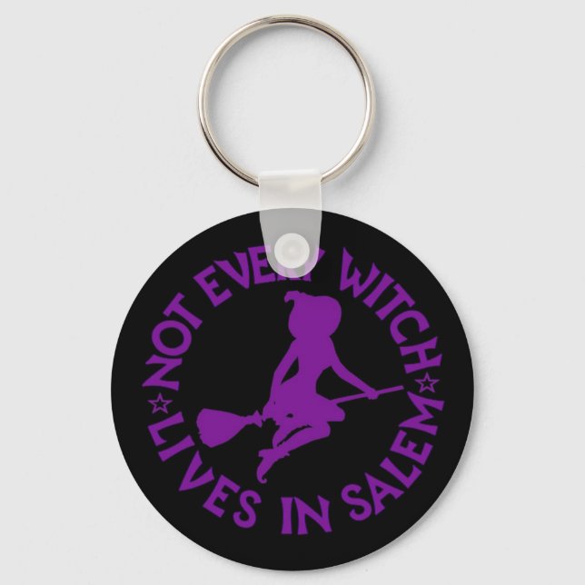 Not All Witches Live In Salem Black Ink Pen Pencil Key Ring (Front)