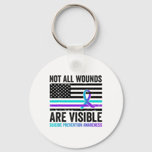 Not All Wounds Are Visible American Flag Suicide P Key Ring